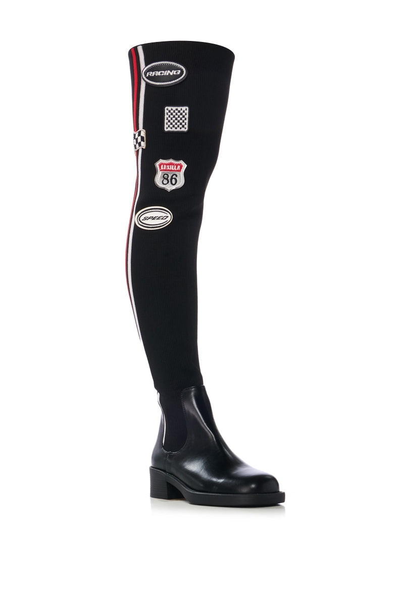 REVITUP BLACK AND RED OVER THE KNEE BOOT