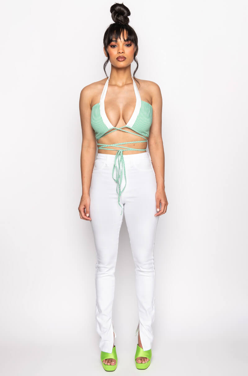 RUBY HIGH RISE SPLIT HEM SKINNY JEANS