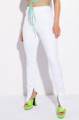 RUBY HIGH RISE SPLIT HEM SKINNY JEANS