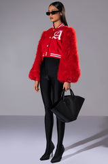 RUELA VARSITY BOMBER WITH FUR SLEEVES