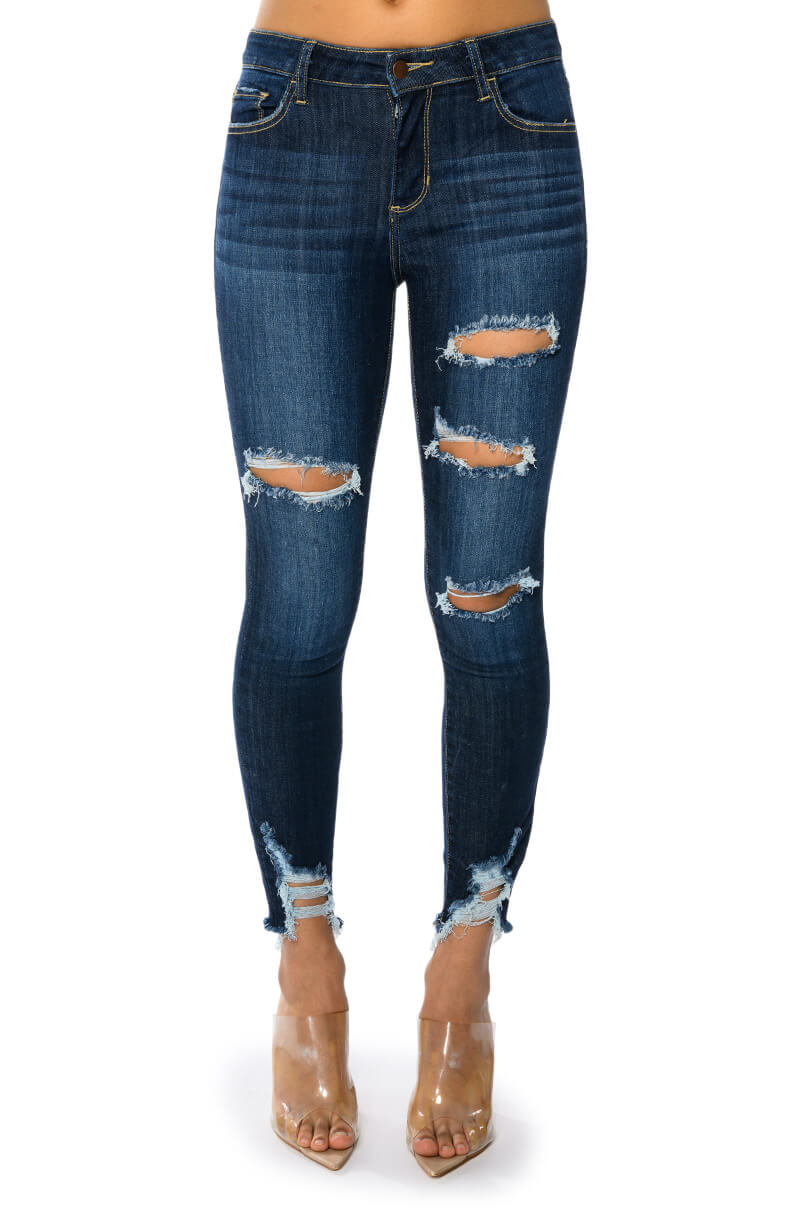 SATURN DARK HIGH RISE SKINNY JEANS