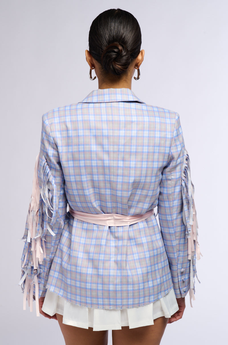 SHABBY CHIC PLAID BLAZER WITH RIBBONS