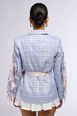 SHABBY CHIC PLAID BLAZER WITH RIBBONS