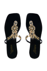 SHINEE EMBELLISHED FLAT SANDAL IN BLACK