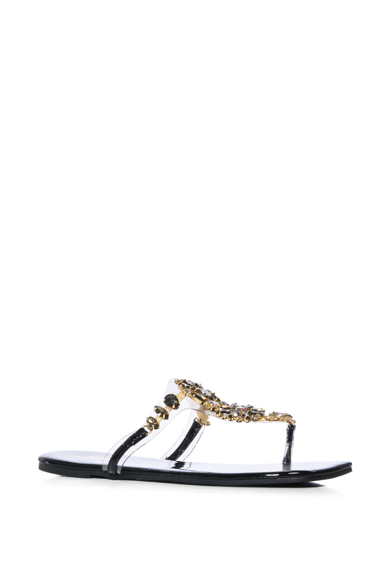 SHINEE EMBELLISHED FLAT SANDAL IN BLACK