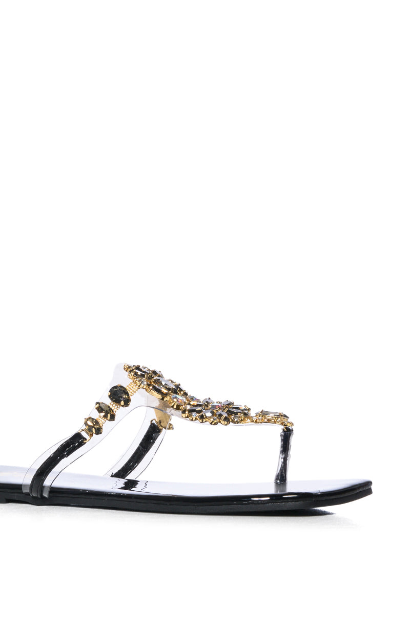 SHINEE EMBELLISHED FLAT SANDAL IN BLACK