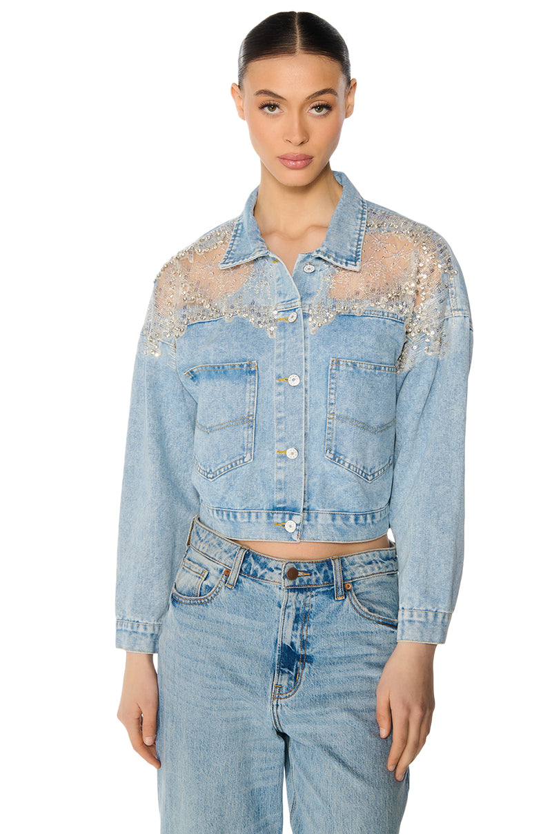 SHOW IT OFF SEQUIN DENIM JACKET
