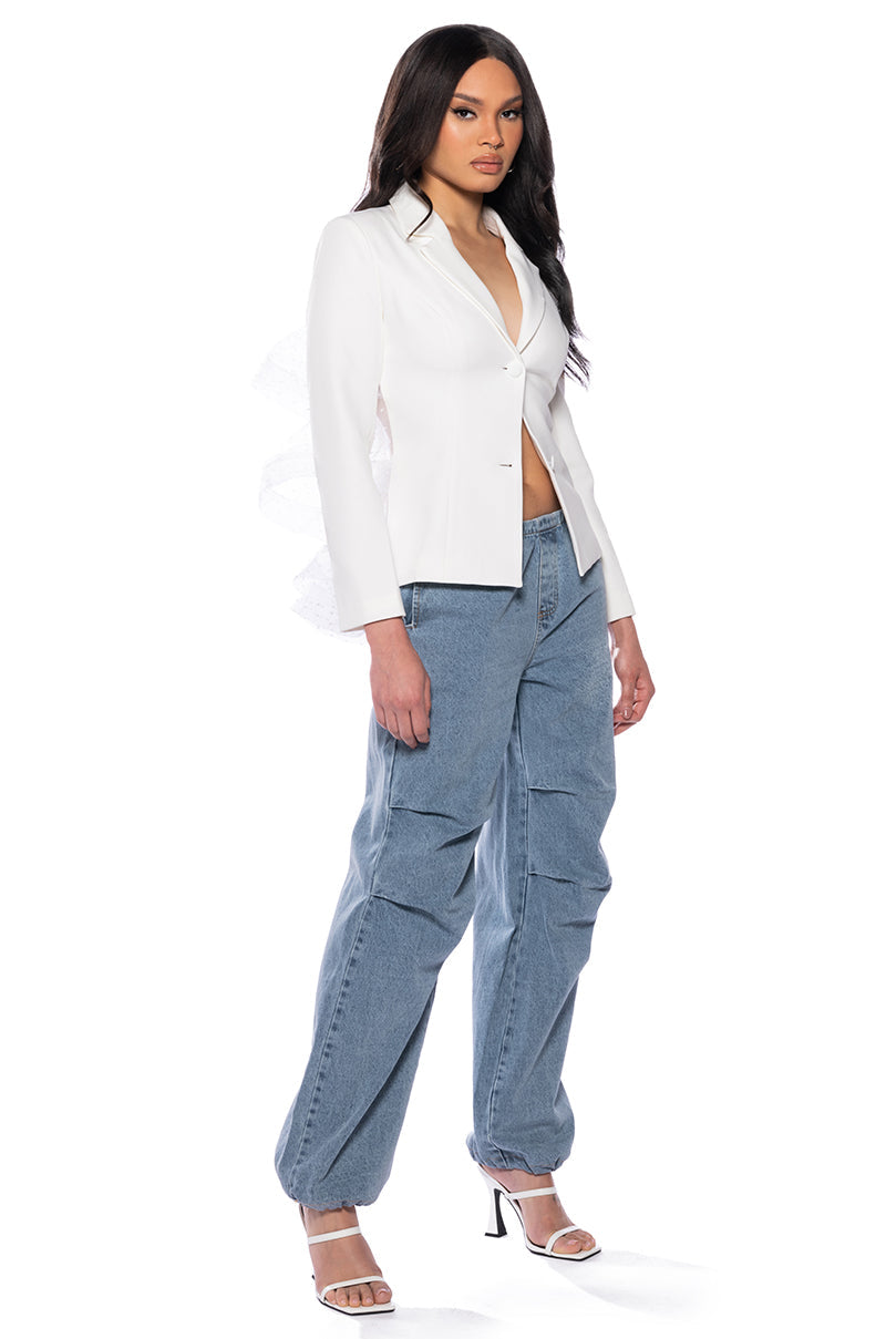 SHOW STOPPER BIRTHDAY RUFFLE BLAZER