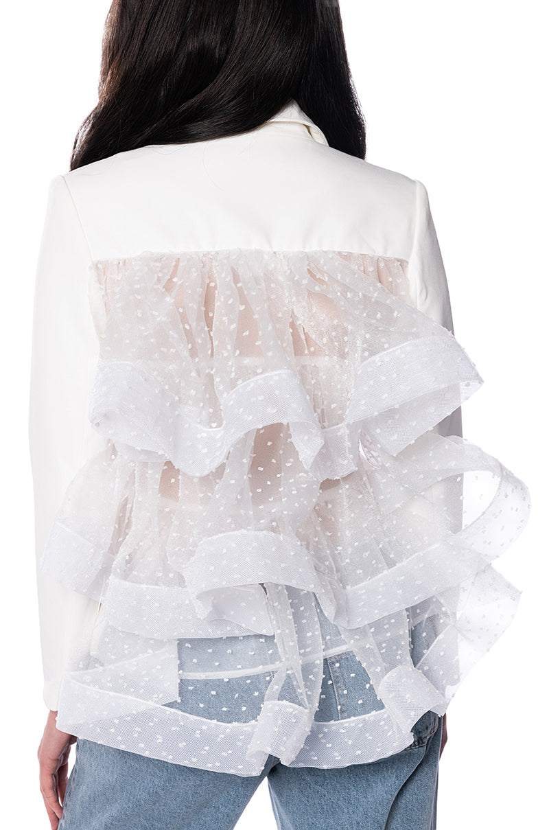 SHOW STOPPER BIRTHDAY RUFFLE BLAZER