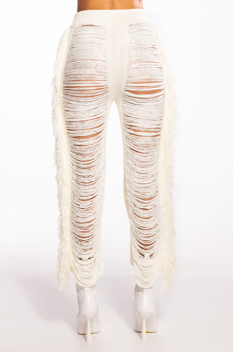 SUMMER FOREVER SHREDDED KNIT PANTS