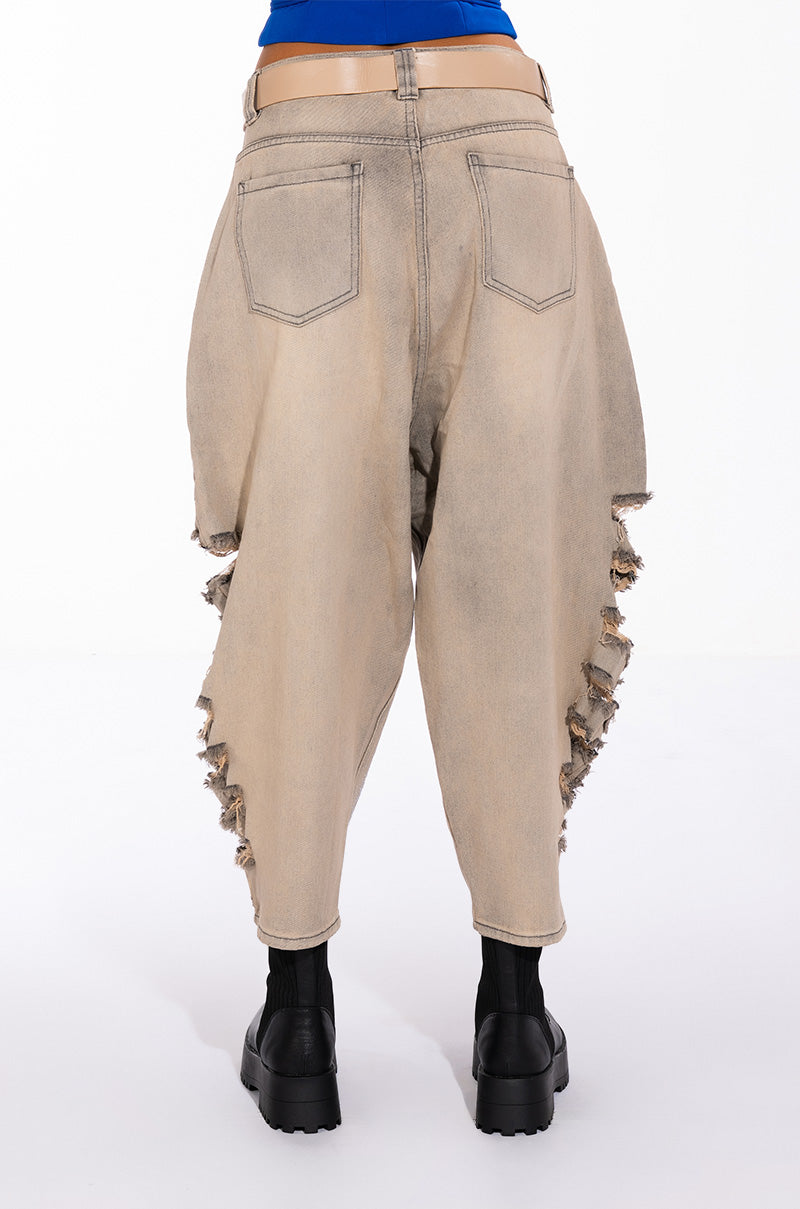 SHREDDED VARSITY DENIM