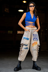 SHREDDED VARSITY DENIM