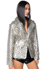 SILVER OMNI STUDDED BLAZER