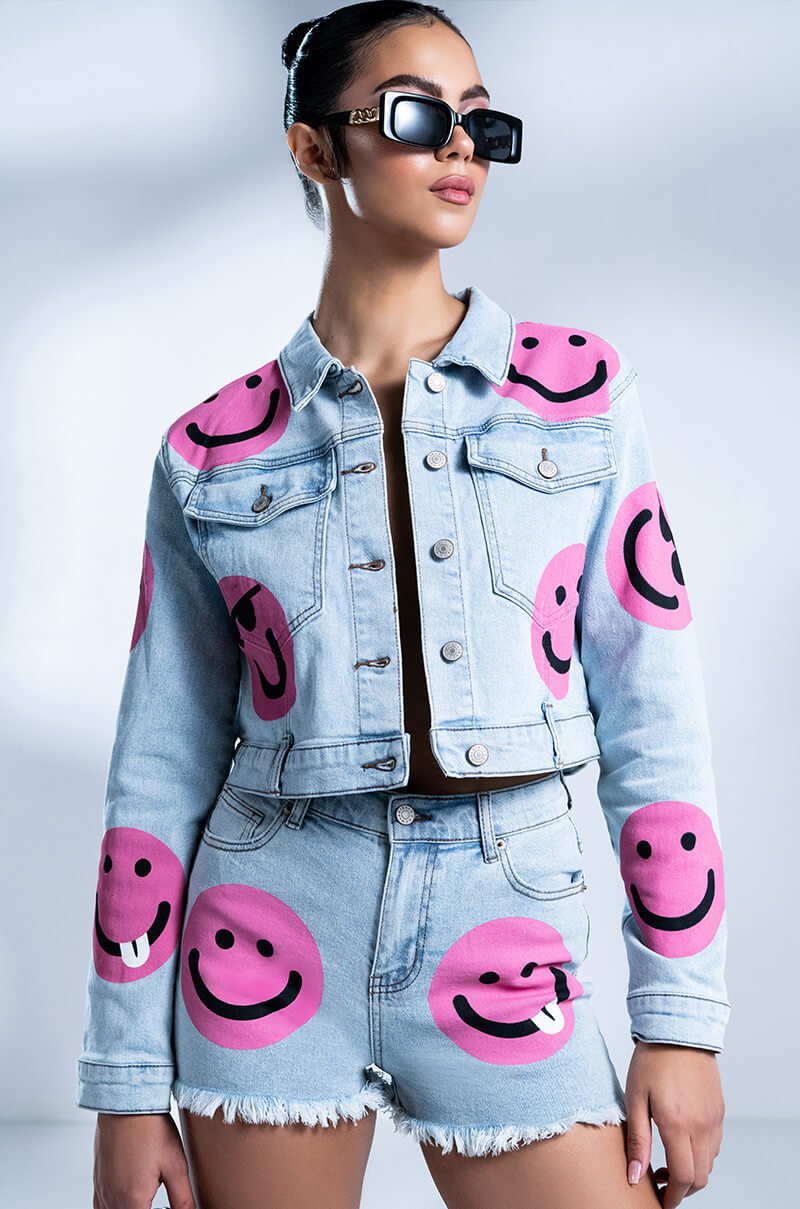 SMILEY FACE DENIM JACKET