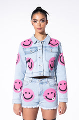 SMILEY FACE DENIM JACKET