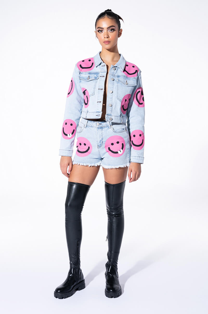 SMILEY FACE DENIM JACKET