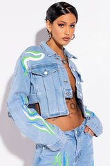 SMOOTH SWIRLIN' CROP DENIM JACKET