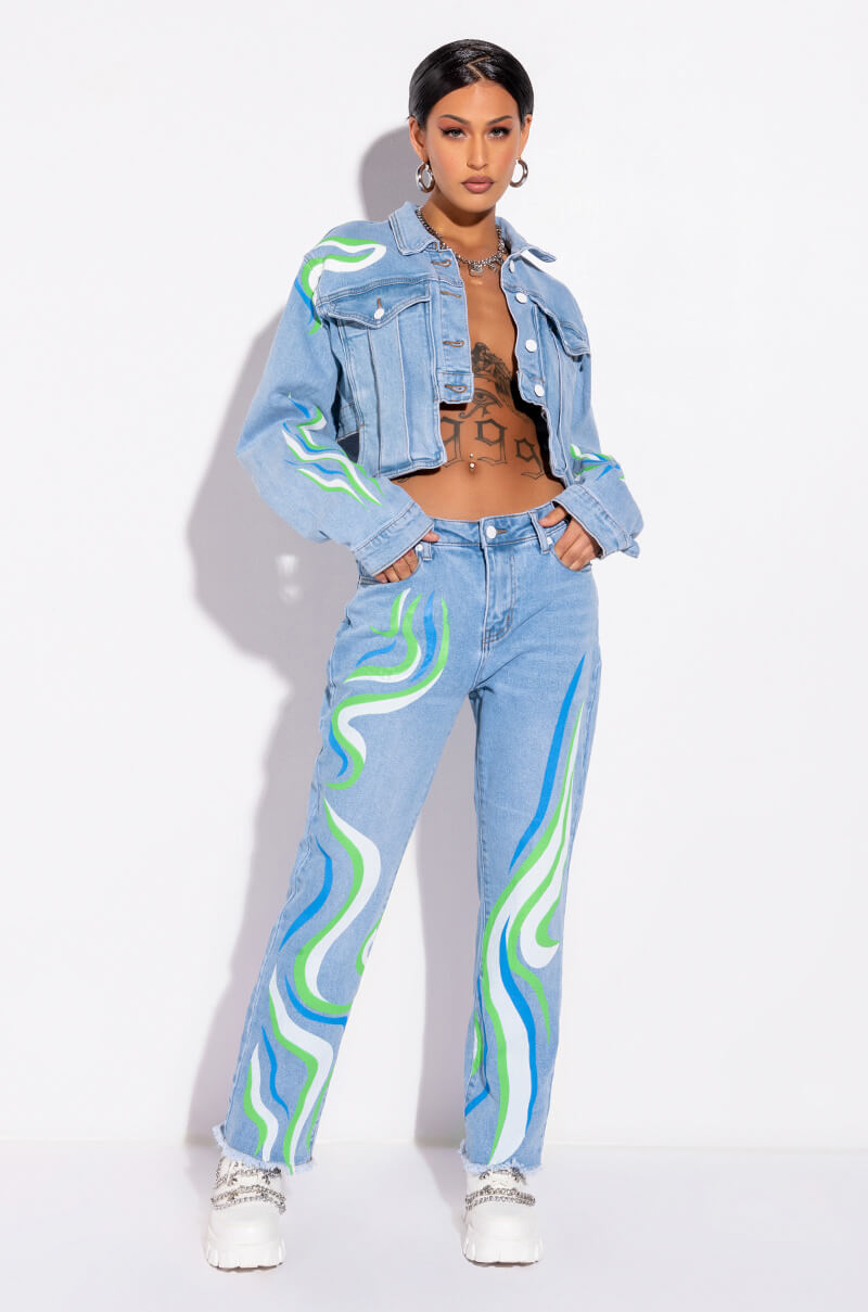 SMOOTH SWIRLIN' CROP DENIM JACKET