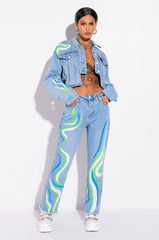 SMOOTH SWIRLIN' CROP DENIM JACKET