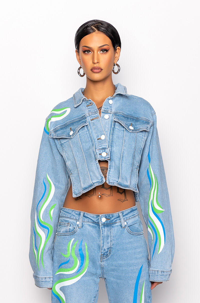 SMOOTH SWIRLIN' CROP DENIM JACKET
