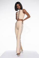 SORRY I'M LATE RHINESTONE BANDAGE PANT