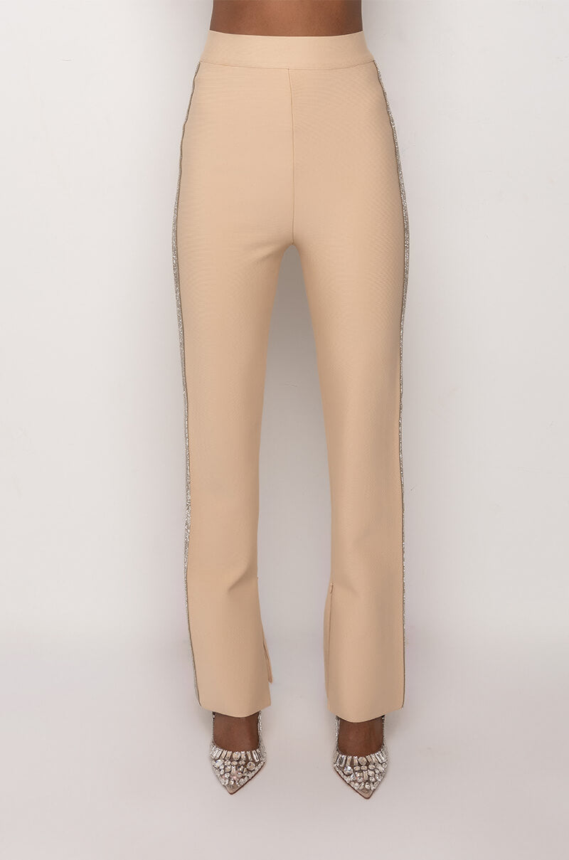 SORRY I'M LATE RHINESTONE BANDAGE PANT