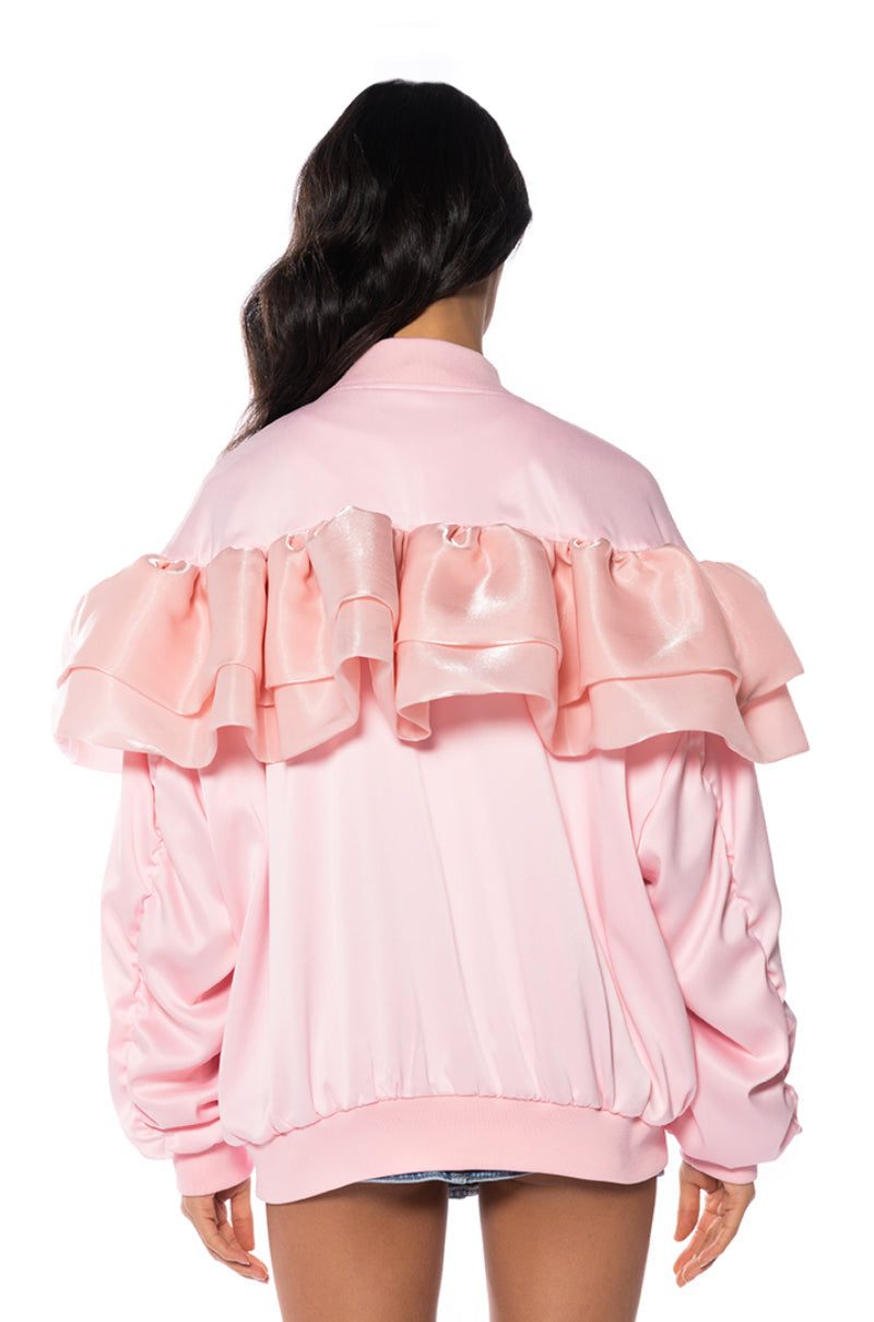 SPICE UP YOUR LIFE RUFFLE BOMBER