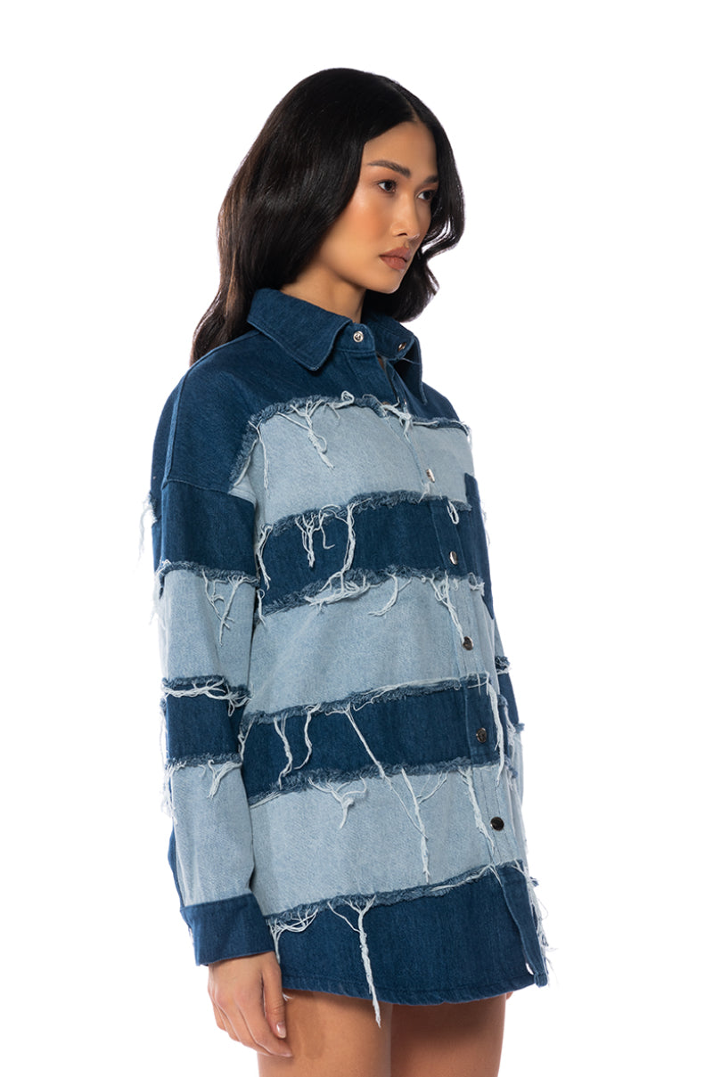 SPLASH COLOR BLOCK DENIM JACKET