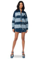 SPLASH COLOR BLOCK DENIM JACKET