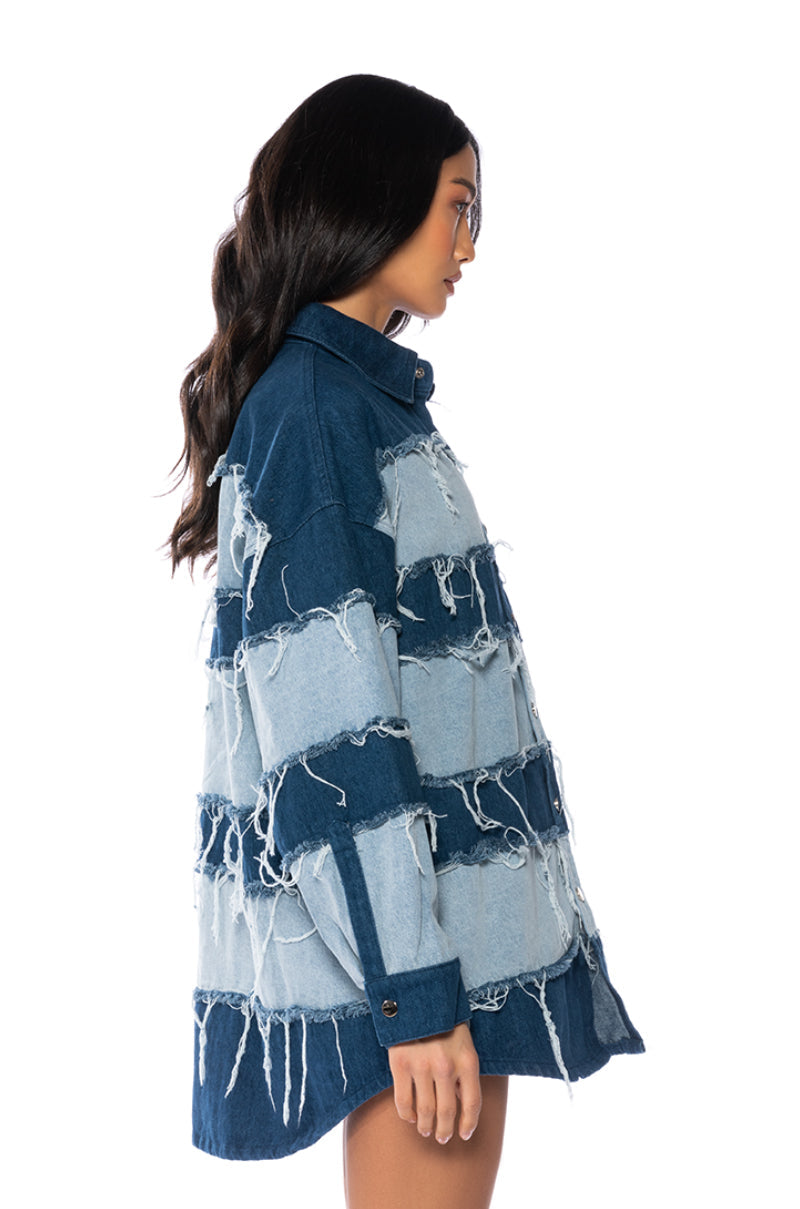 SPLASH COLOR BLOCK DENIM JACKET