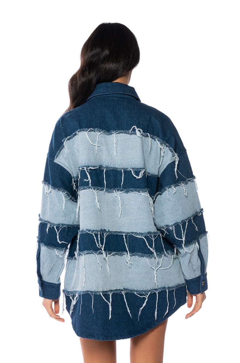 SPLASH COLOR BLOCK DENIM JACKET