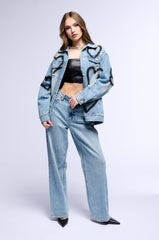 SPRAY PAINTED HEART OVERSIZED DENIM JACKET