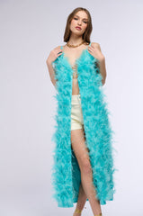ST TROPEZ FEATHER APPLIQUE SATIN DUSTER VEST
