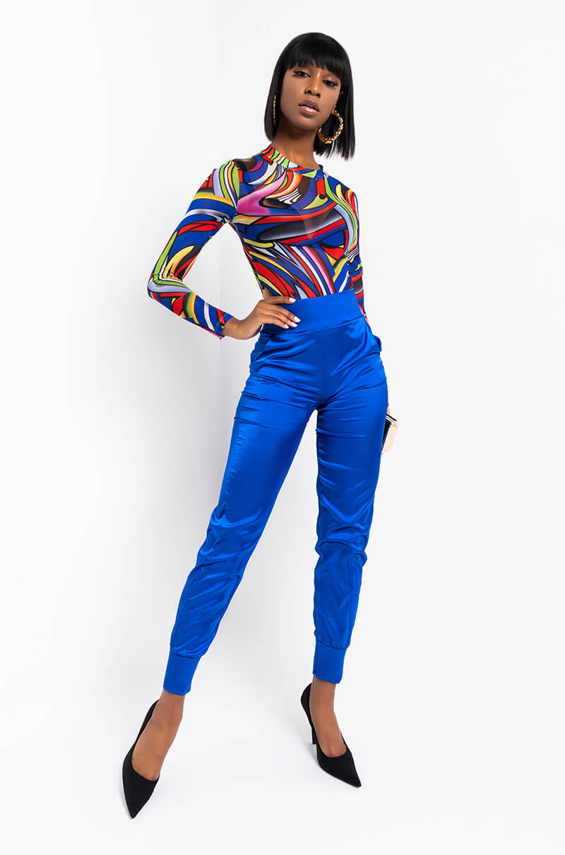 STARS IN THE SKY RHINESTONE SATIN PANTS