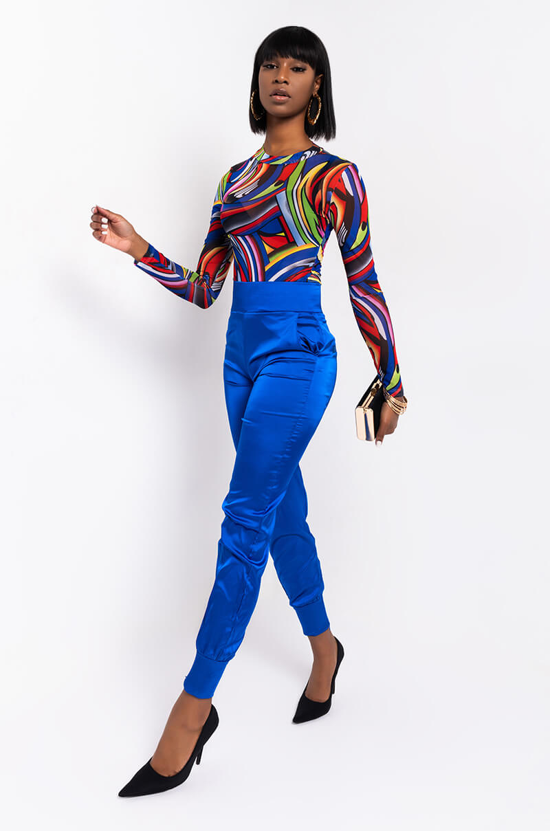 STARS IN THE SKY RHINESTONE SATIN PANTS