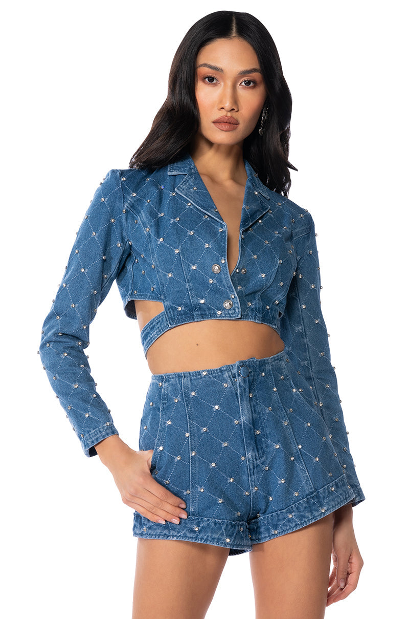 STELLA RHINESTONE DENIM JACKET