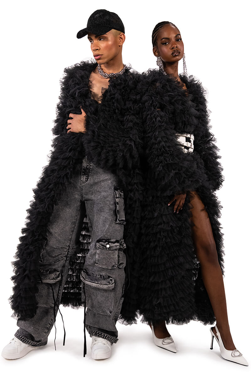 TAKE A BOW AVANT GARDE RUFFLE TRENCH