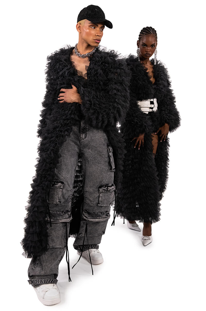 TAKE A BOW AVANT GARDE RUFFLE TRENCH