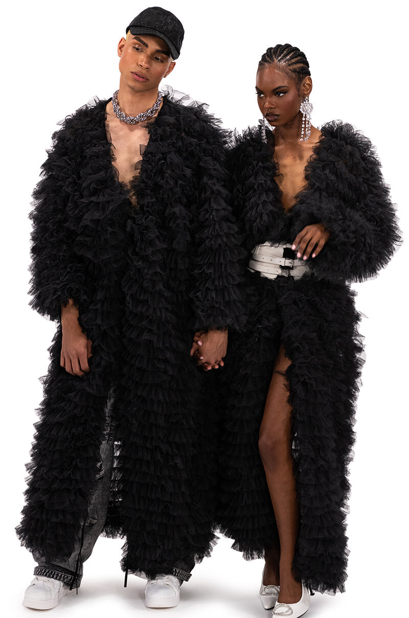 TAKE A BOW AVANT GARDE RUFFLE TRENCH