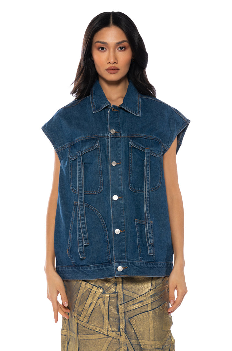 TAKE A WALK OVERSIZED DENIM VEST