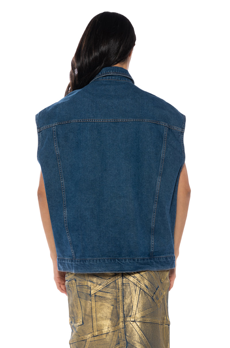 TAKE A WALK OVERSIZED DENIM VEST