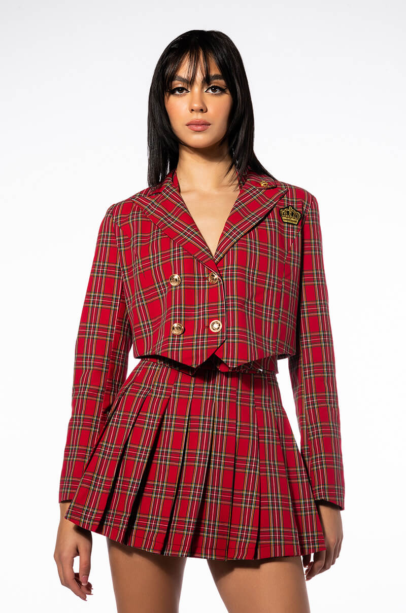 TARTAN RED PLAID BLAZER