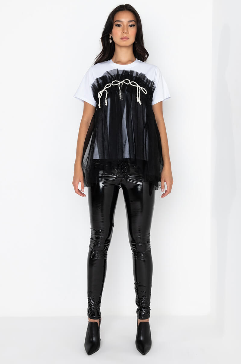 TE DESEO FAUX PATENT LEATHER LEGGING