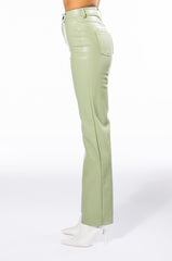 TE QUIERO HIGH RISE VEGAN LEATHER STRAIGHT LEG PANTS