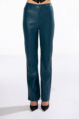 TE QUIERO HIGH RISE VEGAN LEATHER STRAIGHT LEG PANTS