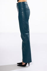 TE QUIERO HIGH RISE VEGAN LEATHER STRAIGHT LEG PANTS