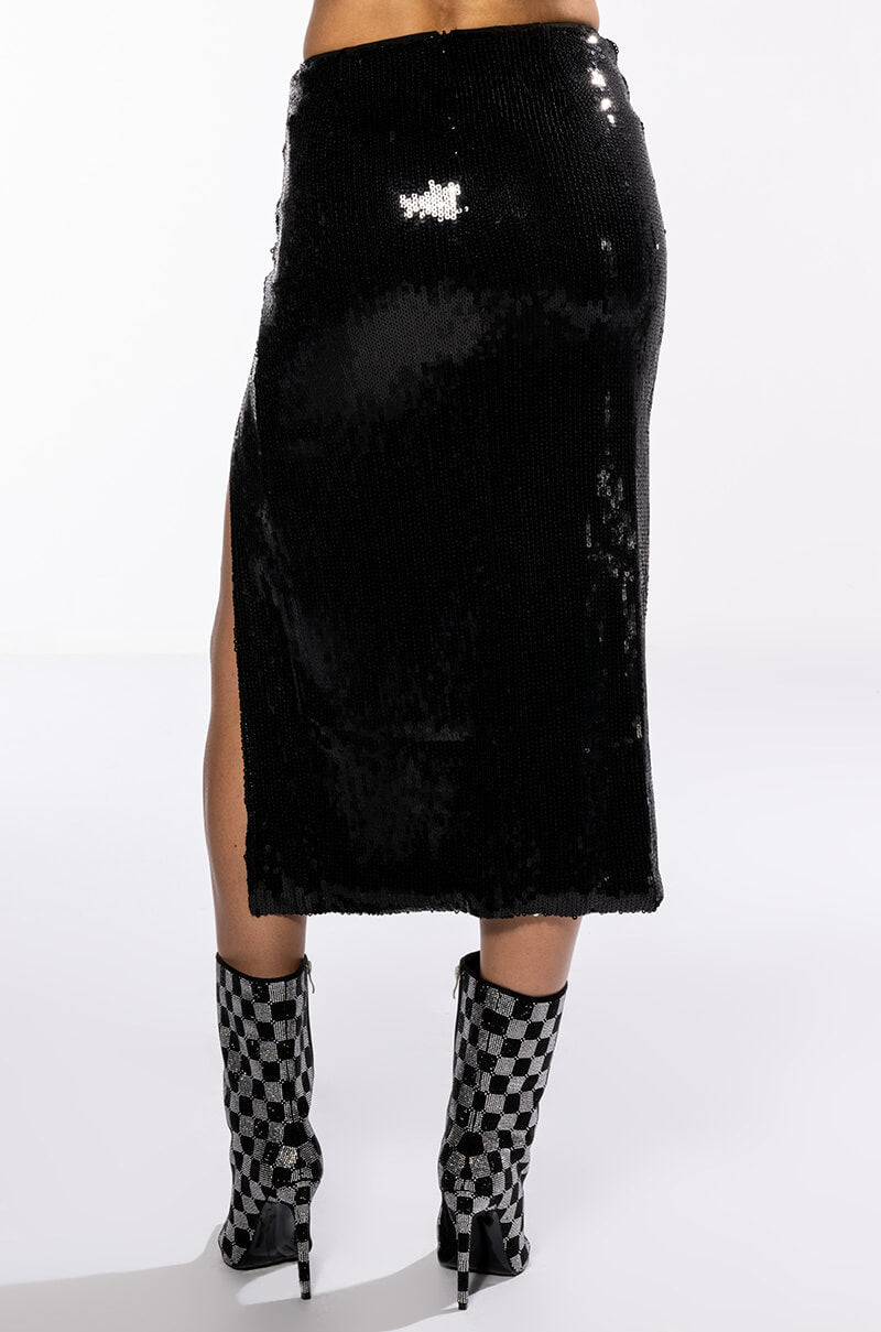 THE SHINE SEQUIN MIDI SKIRT