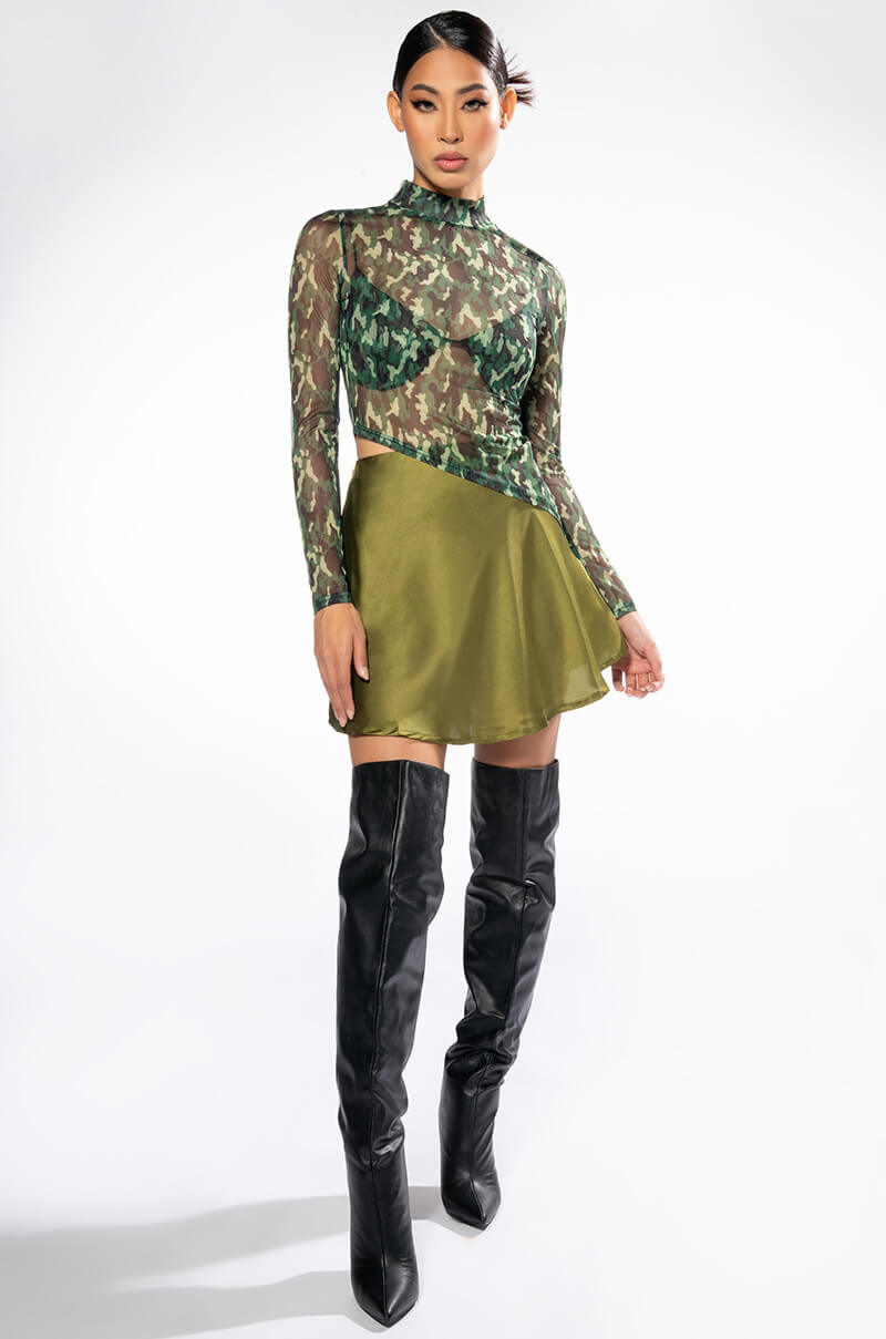 THINKING ABOUT FOREVER SATIN MINI SKATER SKIRT