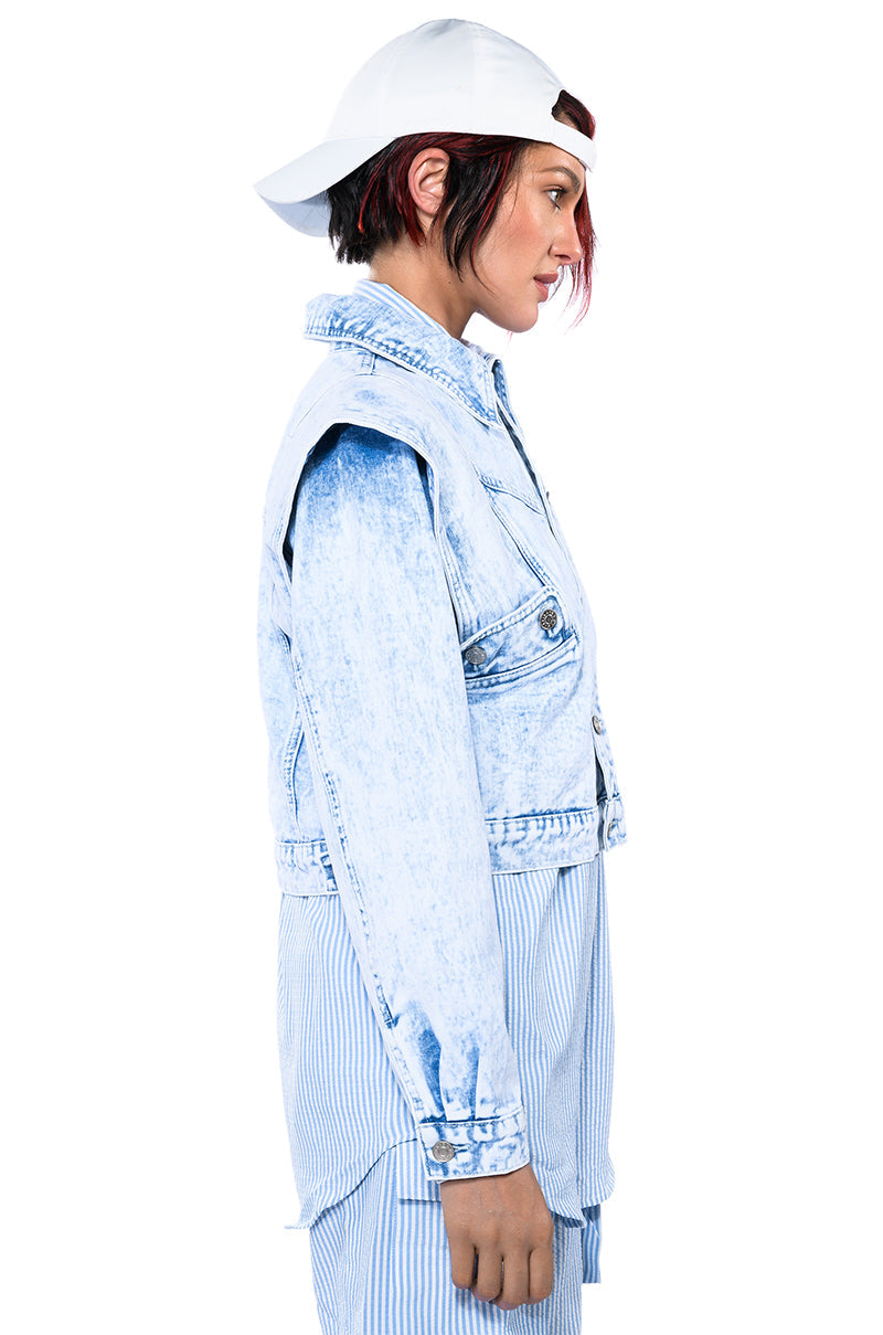 TIME AFTER TIME SHARP SHOULDER DENIM JACKET
