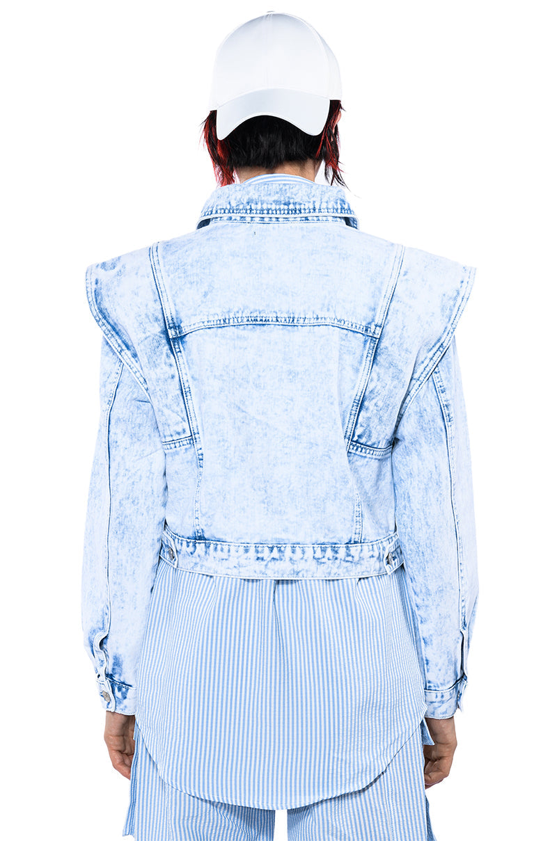 TIME AFTER TIME SHARP SHOULDER DENIM JACKET